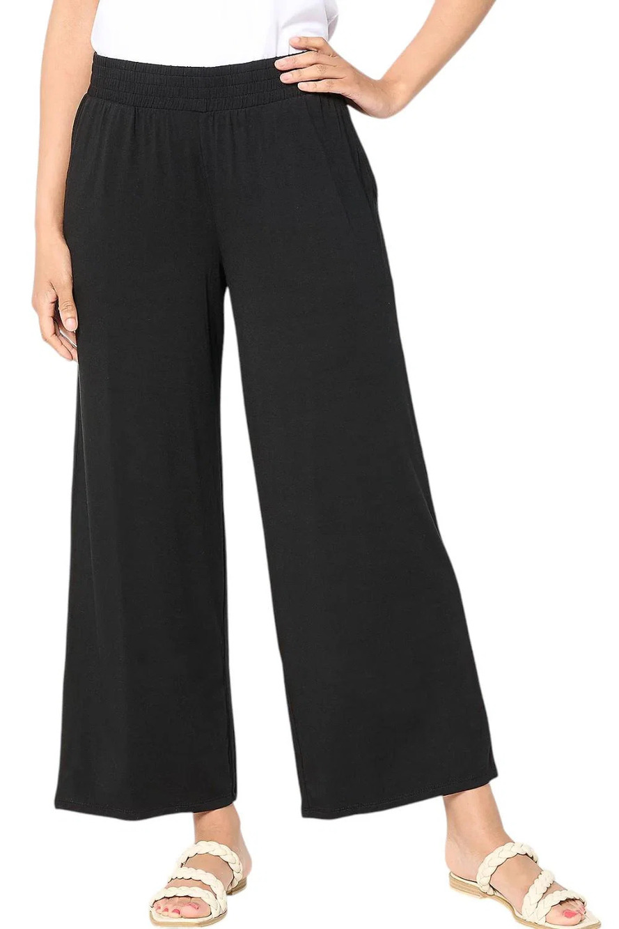 Susan Graver Soleil Women's Knit Printed Ankle Pant Black - Regular